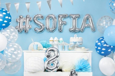 Balon foliowy Cyfra 8, 35cm, srebrny Balon foliowy Cyfra 8, 35cm, srebrny