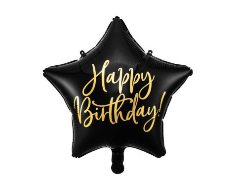Balon foliowy Happy Birthday Czarna gwiazda 40 cm