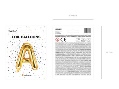 Balon foliowy Litera A, 35cm, Złota Balon foliowy Litera A, 35cm, Złota