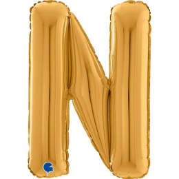 Balon foliowy Litera N, 66cm, Złota