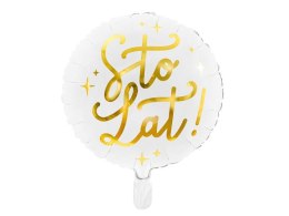 Balon foliowy urodzinowy Sto lat! biały, 35cm