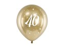 Balony Glossy 40 urodziny, Złoty chrom, 30cm, 6 szt.