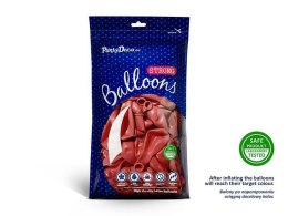Balony lateksowe Strong, Czerwone, Metallic Poppy Red, 30cm, 100 szt.