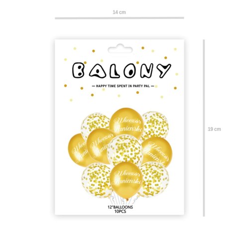 Balony na Wieczór Panieński złote z konfetti 30 cm, 10szt Balony na Wieczór Panieński złote z konfetti 30 cm, 10szt