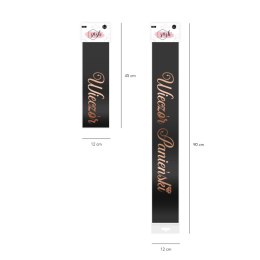 Szarfa czarna z napisem Wieczór Panieński w kolorze rose gold, 160cm