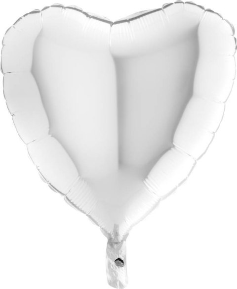 Balon Foliowy - Gładkie białe Serce 46 cm, Grabo Balon Foliowy - Gładkie białe Serce 46 cm, Grabo
