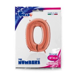 Balon foliowy Cyfra 0 Rose Gold - 66 cm Grabo