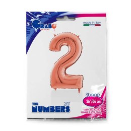 Balon foliowy Cyfra 2 Rose Gold - 66 cm Grabo