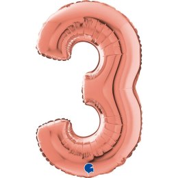 Balon foliowy Cyfra 3 Rose Gold - 66 cm Grabo