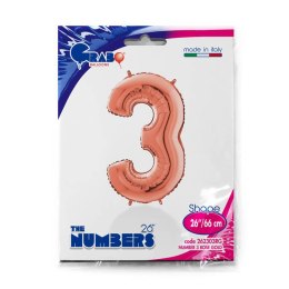Balon foliowy Cyfra 3 Rose Gold - 66 cm Grabo