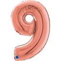 Balon foliowy Cyfra 9 Rose Gold - 66 cm Grabo