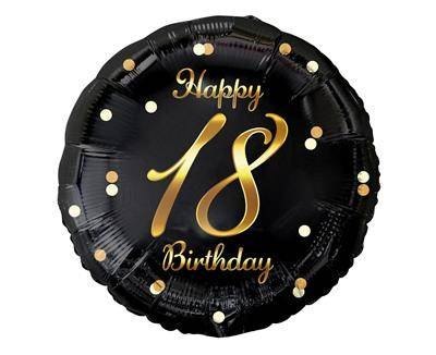 Balon foliowy Happy 18 Birthday, czarny nadruk złoty, 18' Balon foliowy Happy 18 Birthday, czarny nadruk złoty, 18'