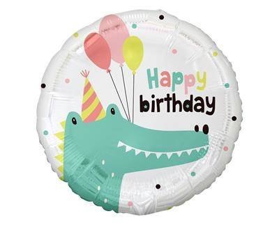 Balon foliowy Happy Birthday Krokodyl, 45 cm Balon foliowy Happy Birthday Krokodyl, 45 cm