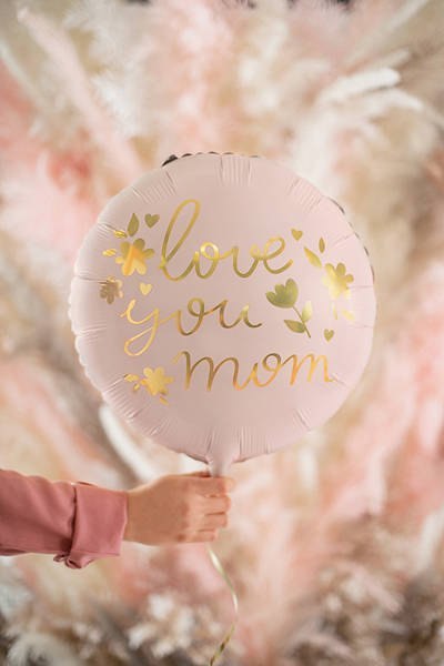 Balon foliowy Love you mom, różowy 45 cm Balon foliowy Love you mom, różowy 45 cm
