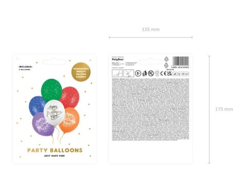 Balony lateksowe Happy birthday to you 30cm, 6 sztuk Balony lateksowe Happy birthday to you 30cm, 6 sztuk