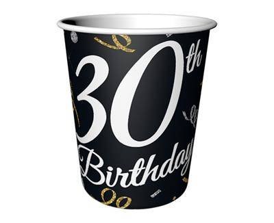 Kubeczki papierowe B&C 30 Birthday, 30 urodziny, 6 szt. Kubeczki papierowe B&C 30 Birthday, 30 urodziny, 6 szt.