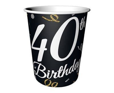 Kubeczki papierowe B&C 40 Birthday, 40 urodziny, 6 szt. Kubeczki papierowe B&C 40 Birthday, 40 urodziny, 6 szt.