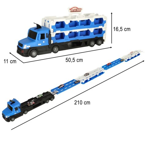 TIR Laweta samochód transporter pojazd składany XXL 10 autek niebieski TIR Laweta samochód transporter pojazd składany XXL 10 autek niebieski