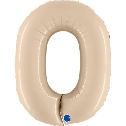 Balon Foliowy Cyfra 0, Satynowa Kremowa 102cm Grabo