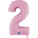 Balon Foliowy Cyfra 2 Różowa Pastel Pink, 66 cm Grabo