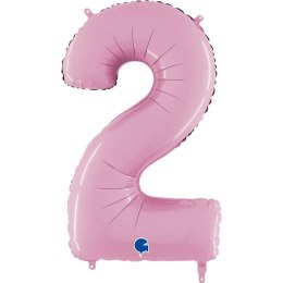 Balon Foliowy Cyfra 2 Różowa Pastel Pink, 66 cm Grabo
