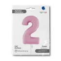 Balon Foliowy Cyfra 2 Różowa Pastel Pink, 66 cm Grabo
