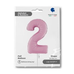 Balon Foliowy Cyfra 2 Różowa Pastel Pink, 66 cm Grabo