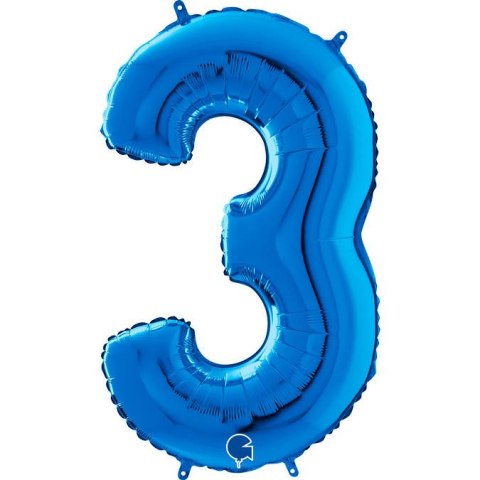 Balon Foliowy Cyfra 3 Niebieski, 66 cm Grabo Balon Foliowy Cyfra 3 Niebieski, 66 cm Grabo