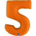 Balon Foliowy Cyfra 5, Matowa Pomarańczowa, 102cm Grabo
