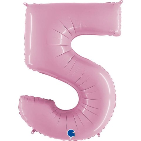 Balon Foliowy Cyfra 5 Różowa Pastel Pink, 66 cm Grabo