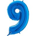 Balon Foliowy Cyfra 9 Niebieski, 66 cm Grabo