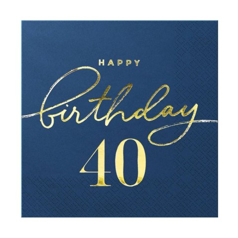 Serwetki Happy Birthday 40 granatowe 10szt. Serwetki Happy Birthday 40 granatowe 10szt.
