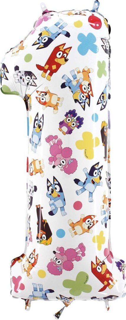 Balon Foliowy Cyfra 1, Bluey, 66 cm Grabo Balon Foliowy Cyfra 1, Bluey, 66 cm Grabo