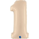 Balon Foliowy Cyfra 1, Satynowa Kremowa 66cm Grabo