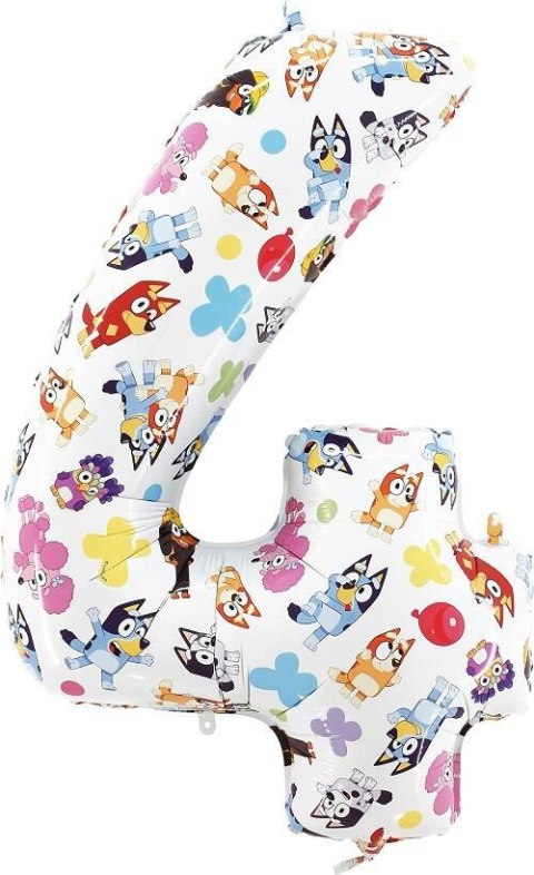 Balon Foliowy Cyfra 4, Bluey, 66 cm Grabo Balon Foliowy Cyfra 4, Bluey, 66 cm Grabo