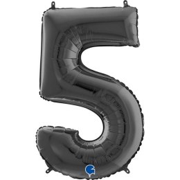 Balon Foliowy Cyfra 5 Czarny, 66 cm Grabo