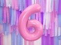 Balon foliowy Cyfra 6, 86cm, różowy