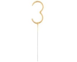 Zimne ognie złota cyfra 3, 17cm