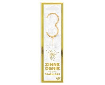 Zimne ognie złota cyfra 3, 17cm Zimne ognie złota cyfra 3, 17cm