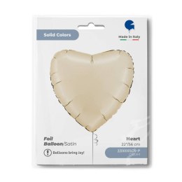 Balon Foliowy - Satynowe kremowe serce 60 cm, Grabo