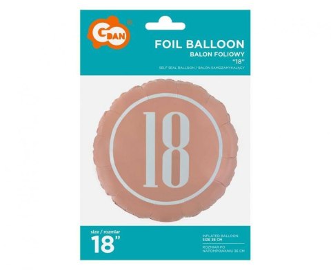 Balon foliowy 18, różowe złoto, 46 cm Balon foliowy 18, różowe złoto, 46 cm