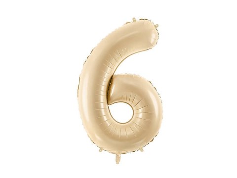 Balon foliowy Cyfra 6, 72cm, beżowa, kremowa Balon foliowy Cyfra 6, 72cm, beżowa, kremowa