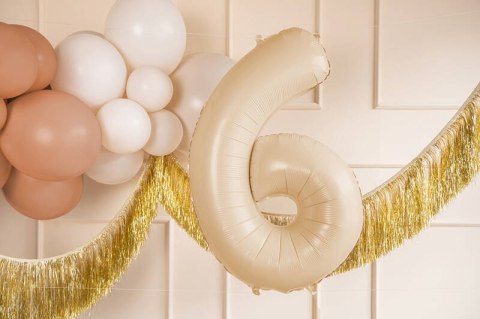 Balon foliowy Cyfra 6, 72cm, beżowa, kremowa Balon foliowy Cyfra 6, 72cm, beżowa, kremowa