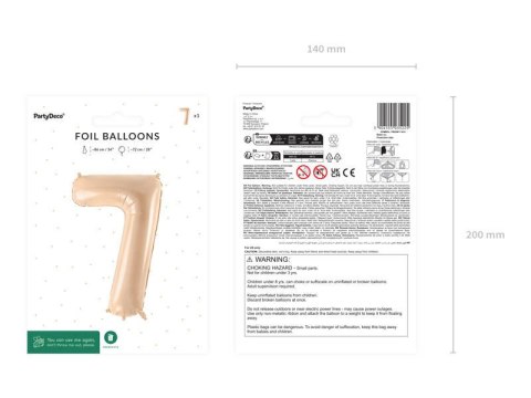 Balon foliowy Cyfra 7, 72cm, beżowa, kremowa Balon foliowy Cyfra 7, 72cm, beżowa, kremowa