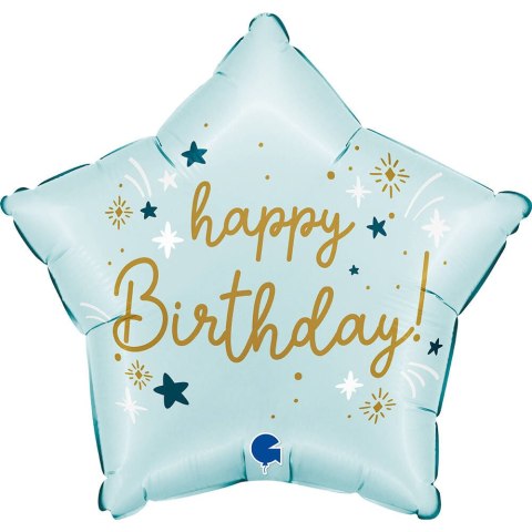 Balon foliowy- niebieska gwiazdka Happy Birthday, 45cm Balon foliowy- niebieska gwiazdka Happy Birthday, 45cm