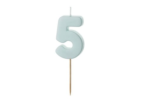 Świeczka urodzinowa Cyferka 5, jasny niebieski, 5,5cm