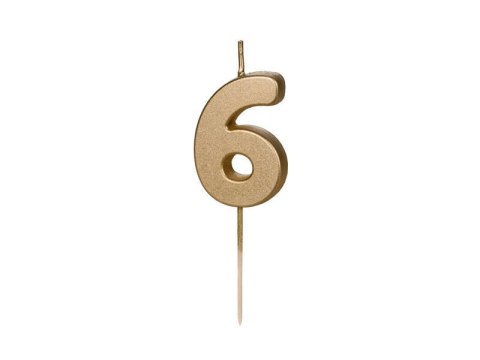 Świeczka urodzinowa Cyferka 6, złota, 5,5cm Świeczka urodzinowa Cyferka 6, złota, 5,5cm