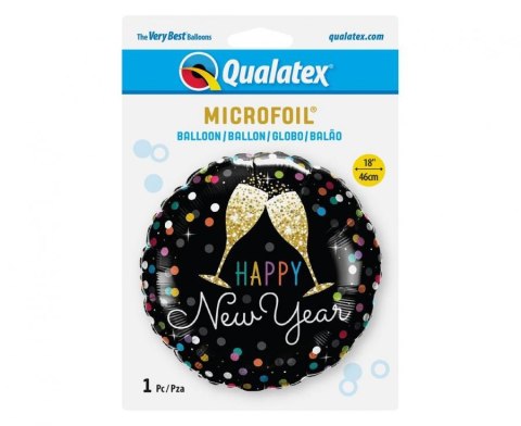 Balon Foliowy Okrągły Happy New Year, na Sylwestra, 46 cm Balon Foliowy Okrągły Happy New Year, na Sylwestra, 46 cm
