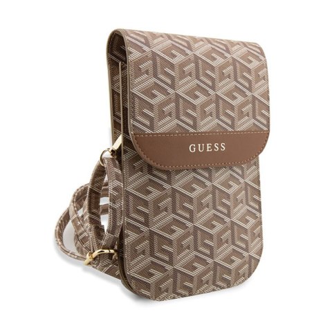 Guess GCube Stripe Phone Bag - Torba z przegrodą na smartfona (brązowy) Guess GCube Stripe Phone Bag - Torba z przegrodą na smartfona (brązowy)
