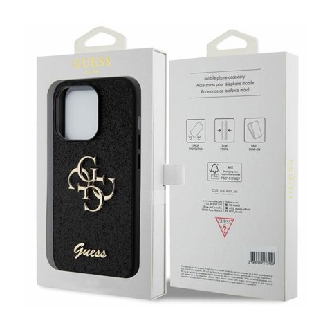 Guess Glitter Script Big 4G - Etui iPhone 15 Pro Max (czarny) Guess Glitter Script Big 4G - Etui iPhone 15 Pro Max (czarny)